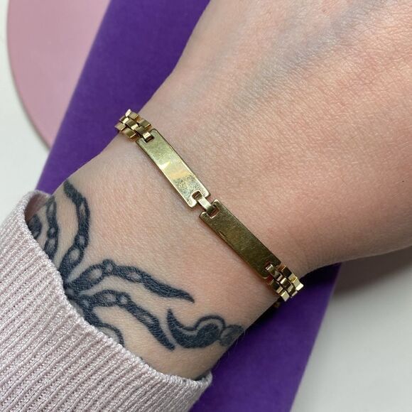 💛 Vintage Speidel Gold Plated ID Plate Bracelet - Picture 3 of 4